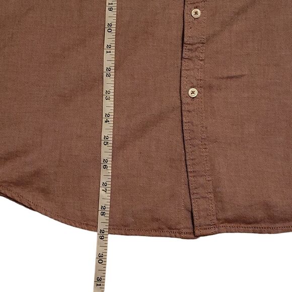 Denim Flower Button Front Shirt Mens Size L Red Short Sleeve Top - Picture 8 of 8